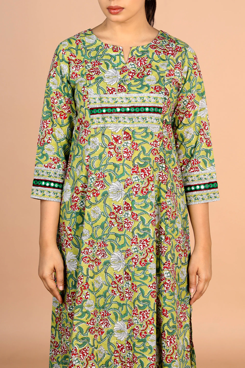 Image of Sanganeri Handblock printed floral cotton Kurti