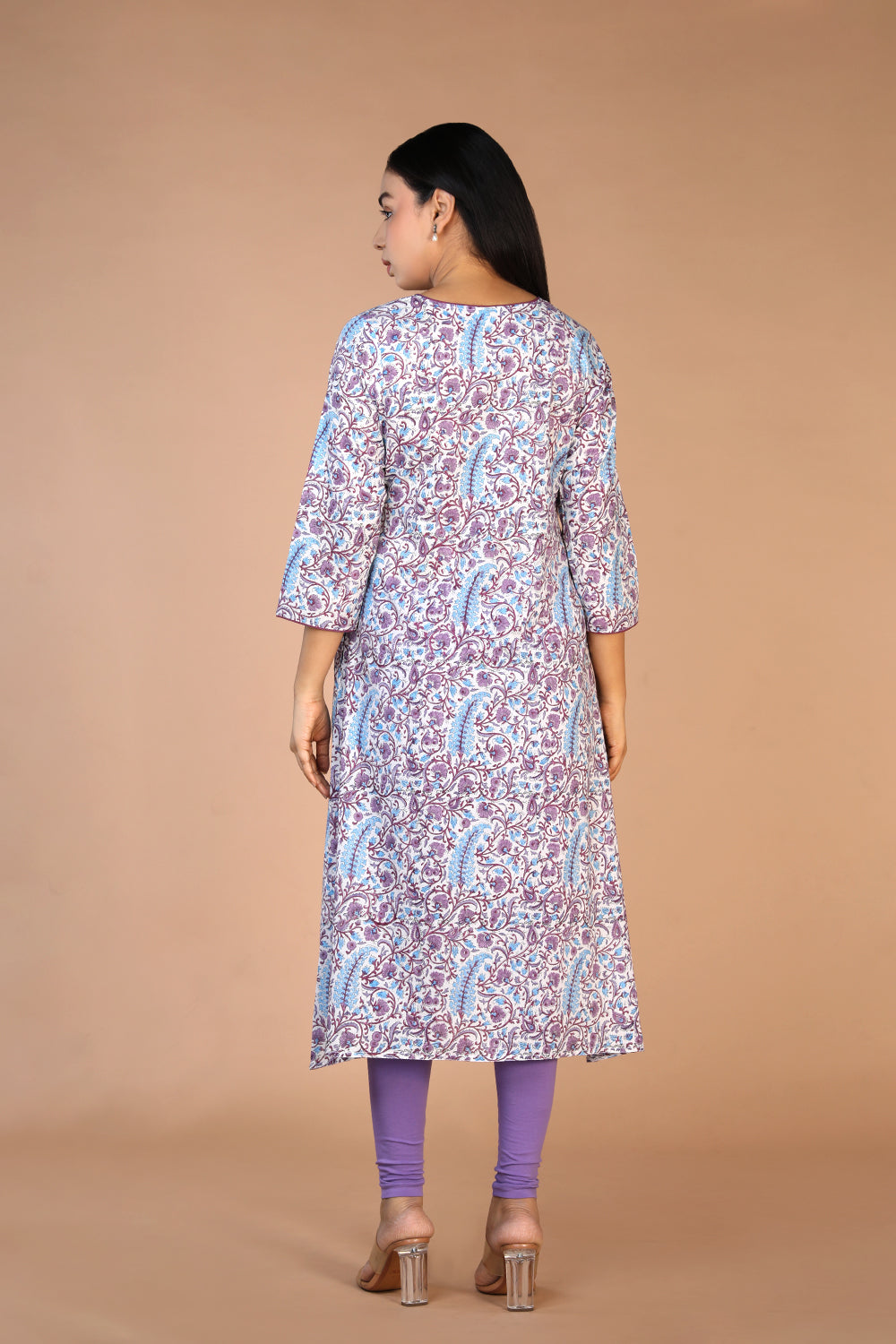 Image of Offwhite Floral hand block printed pure cotton Kurti