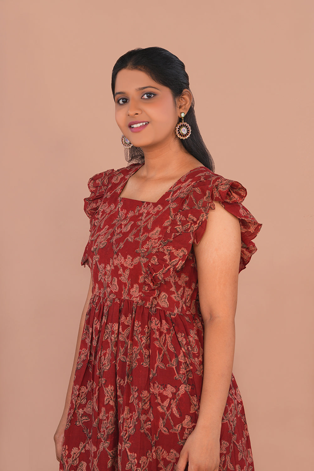 Image of Kalamkari Mul mul cotton long dress