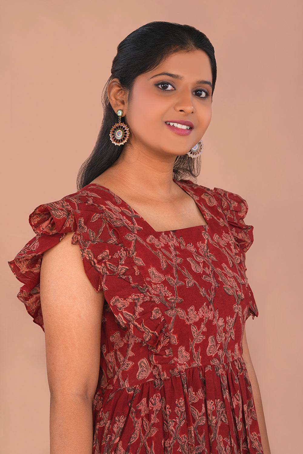Image of Kalamkari Mul mul cotton long dress