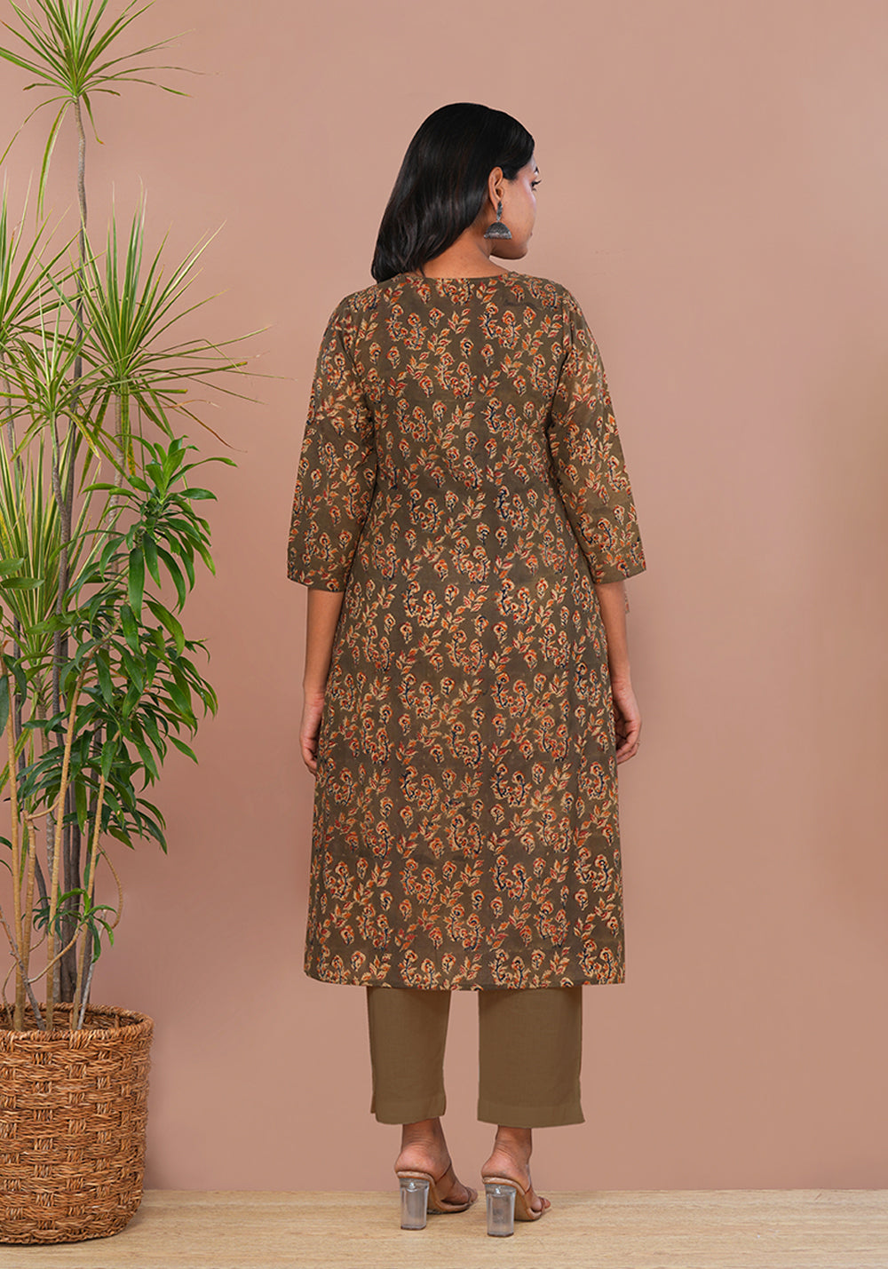 Image of Green Kalamkari Mul Cotton Kurti