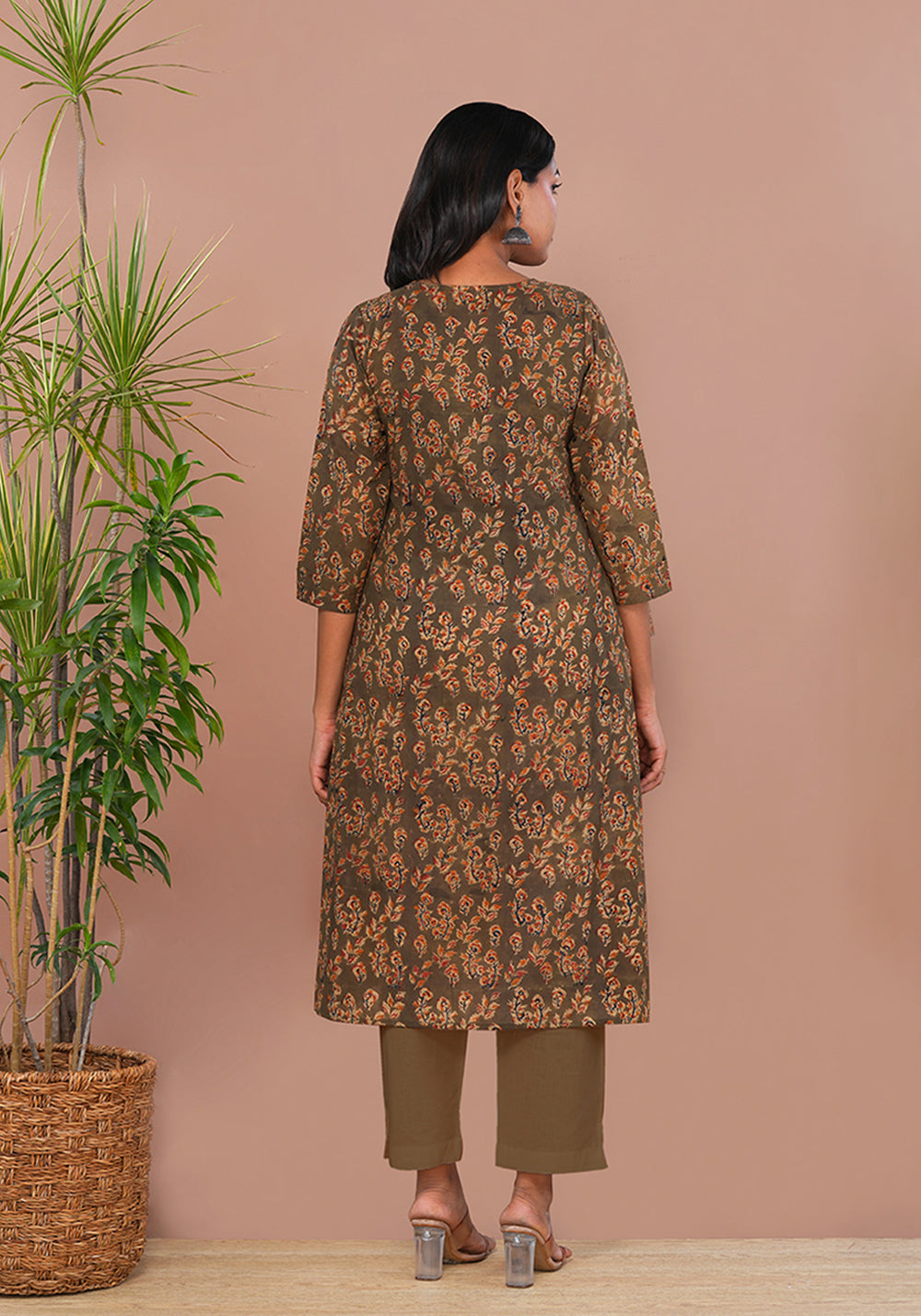 Image of Green Kalamkari Mul Cotton Kurti