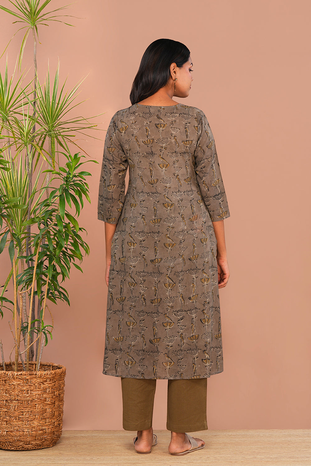 Image of Grey Kalamkari Cotton Kurti