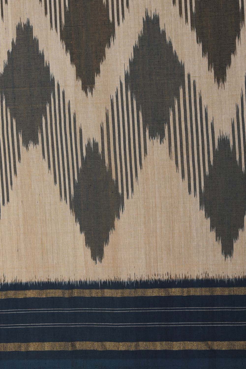 Image of Beige Pochampally Cotton Ikat Saree