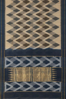 Image of Beige Pochampally Cotton Ikat Saree