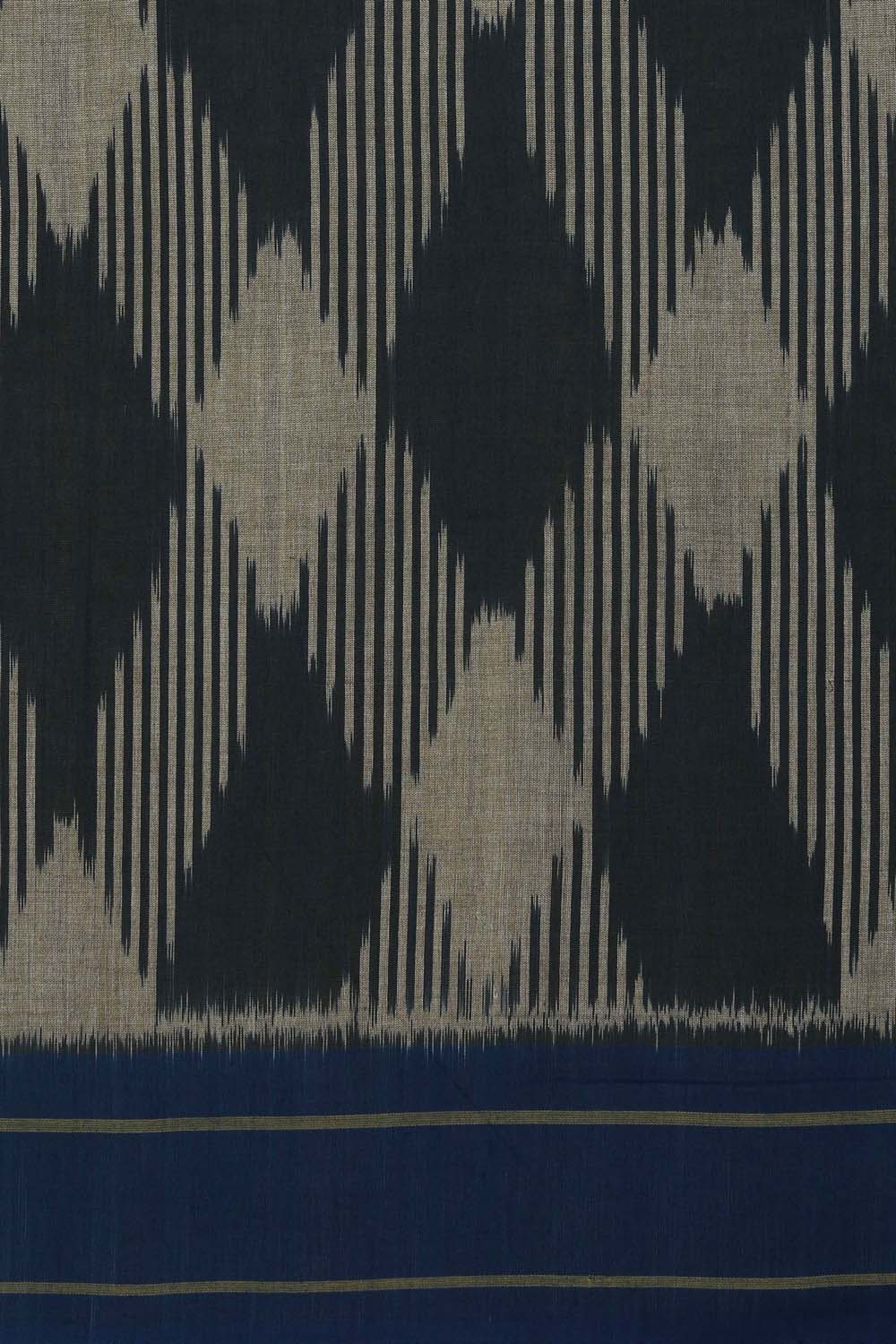 Image of Dark teal Pochampally Cotton Ikat Saree