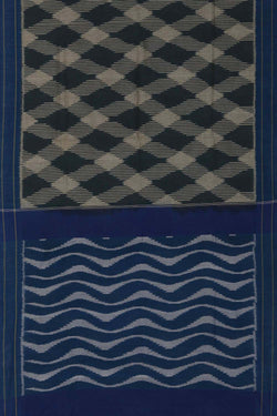 Image of Dark teal Pochampally Cotton Ikat Saree