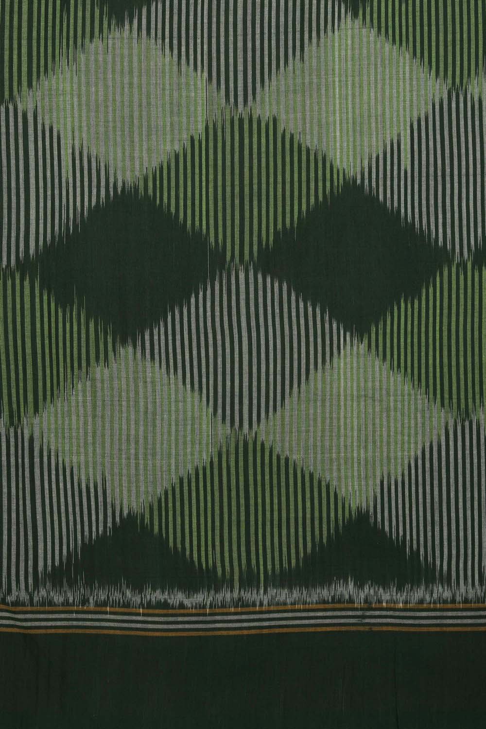 Image of Green Pochampally Cotton Ikat Saree