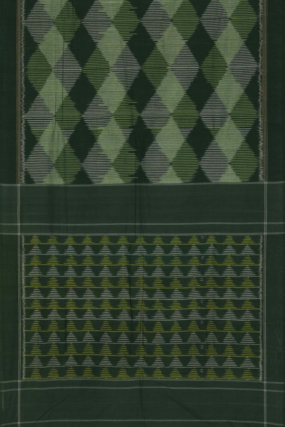 Image of Green Pochampally Cotton Ikat Saree