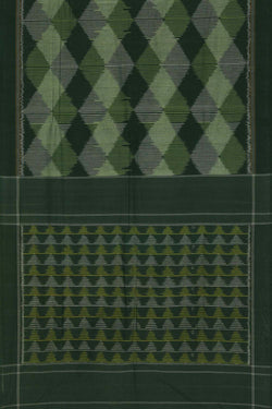 Image of Green Pochampally Cotton Ikat Saree