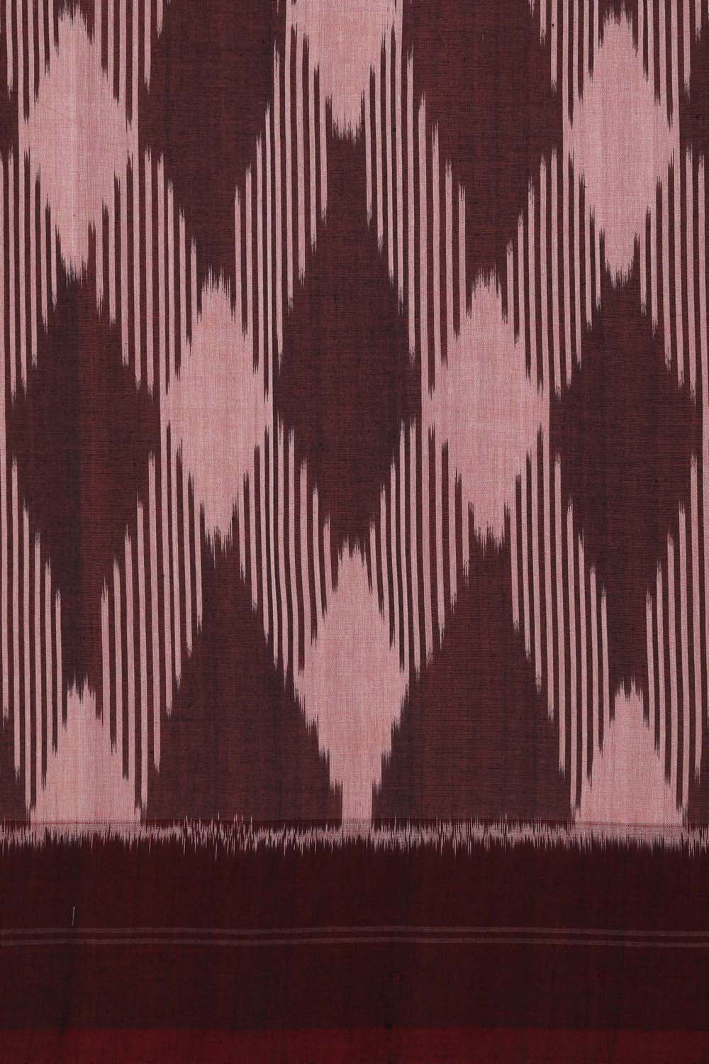 Image of Chocolate Brown Pochampally Cotton Ikat Saree