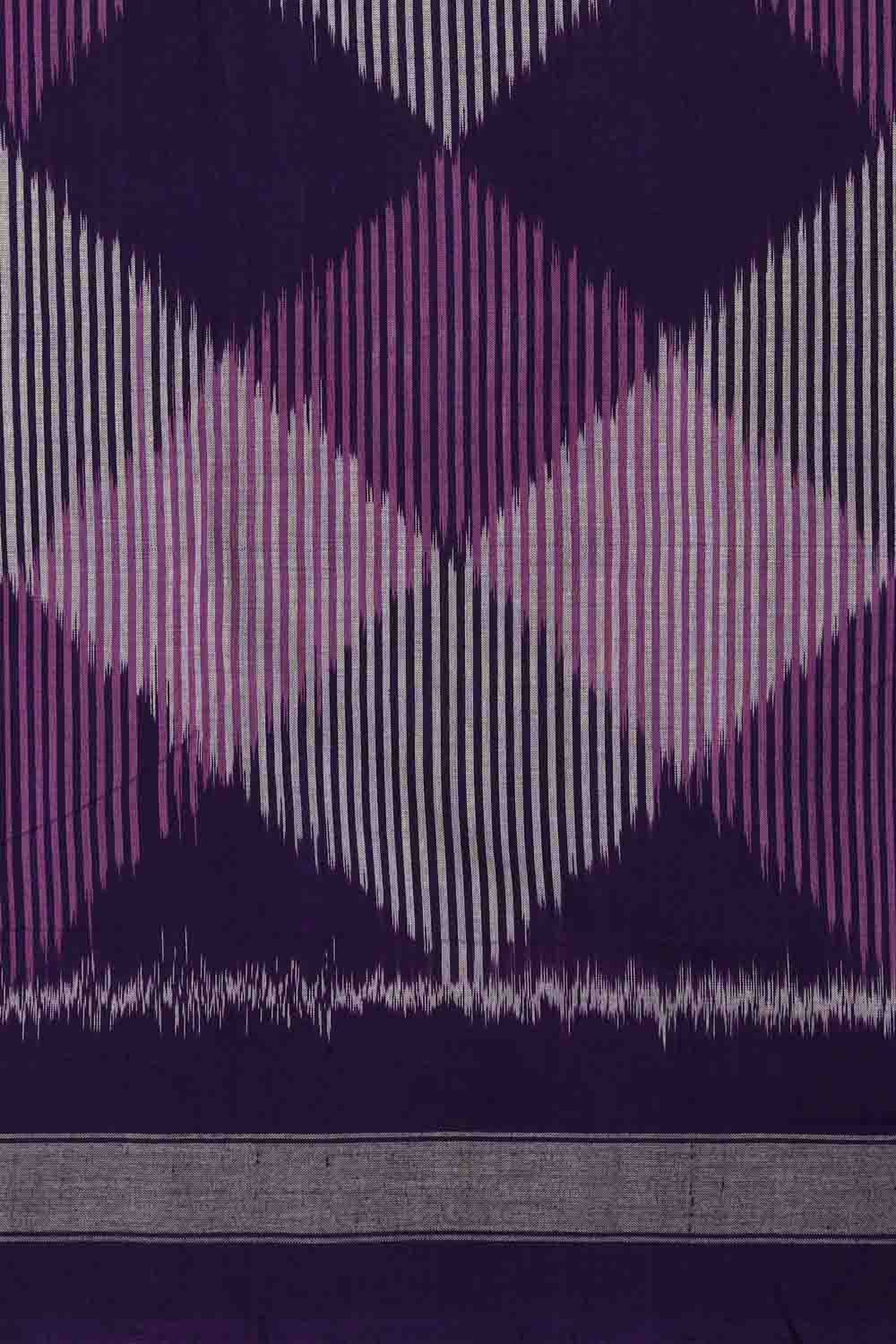 Image of Purple Pochampally Cotton Ikat Saree