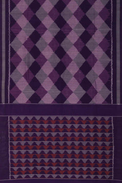Image of Purple Pochampally Cotton Ikat Saree