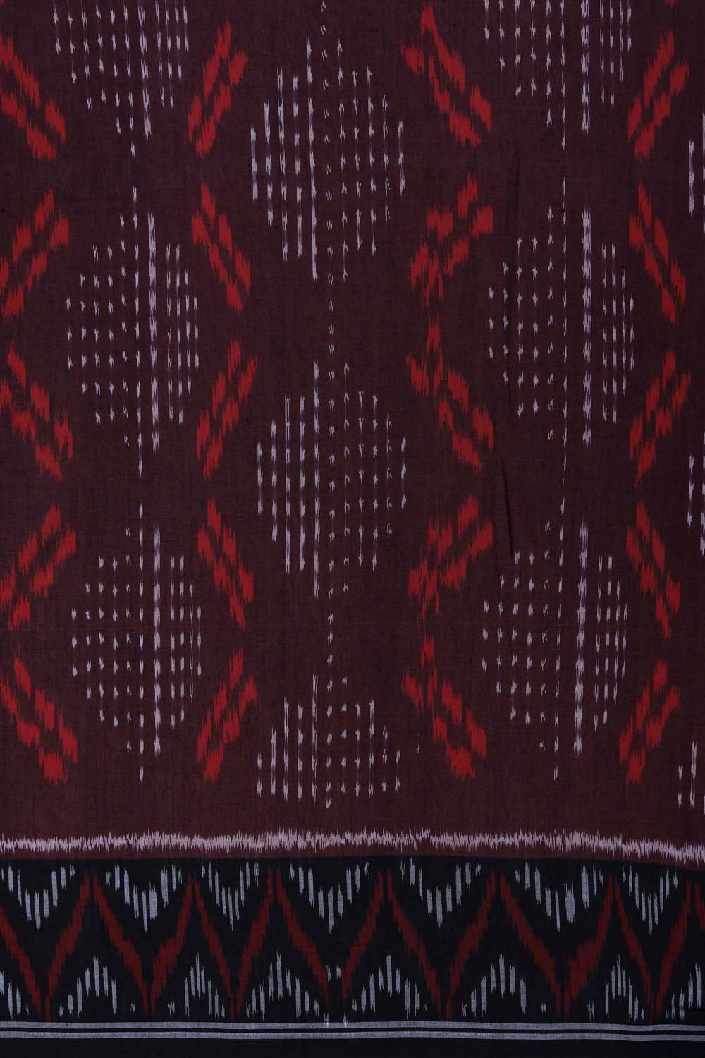 Image of Maroon Pochampally Cotton Ikat Saree