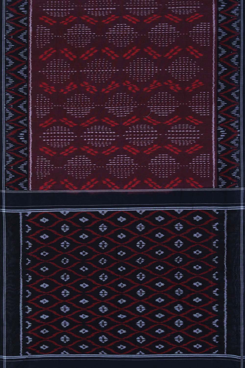 Image of Maroon Pochampally Cotton Ikat Saree