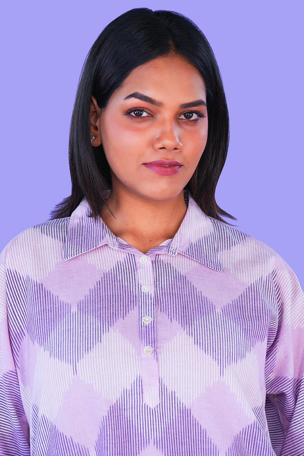 Image of Lilac Pochampally Cotton Ikat Long Kurta