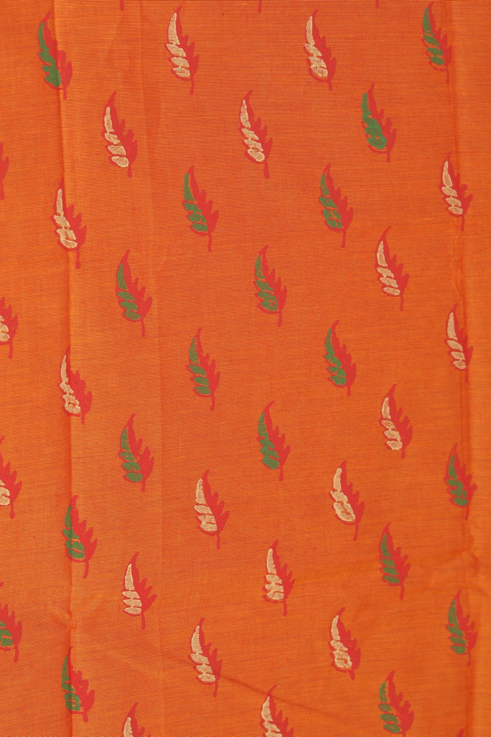 Image of Bright Orange Buta Handblock Printed Saree