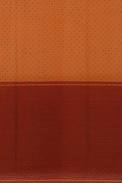 Image of Orangish red  hand block printed south cotton saree.