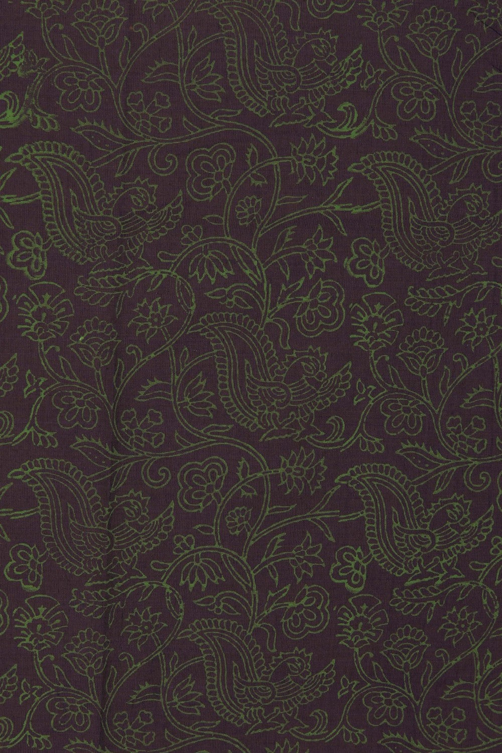 Navy blue hand block printed cotton saree.