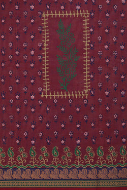 Image of Magenta block printed south cotton saree