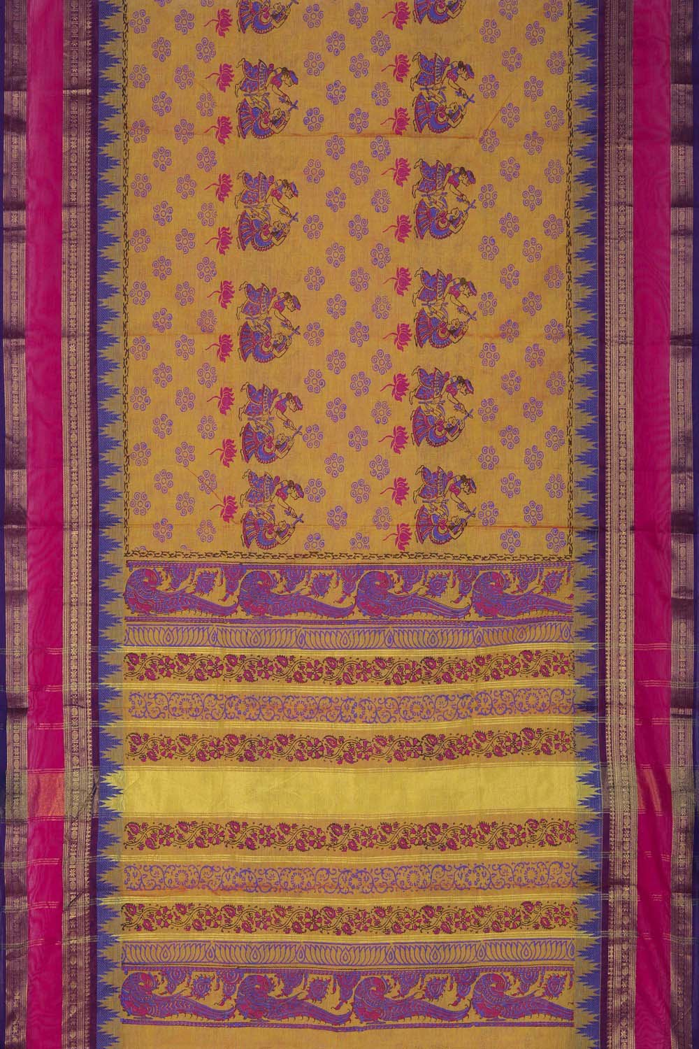 Image of Mustard Yellow south cotton saree