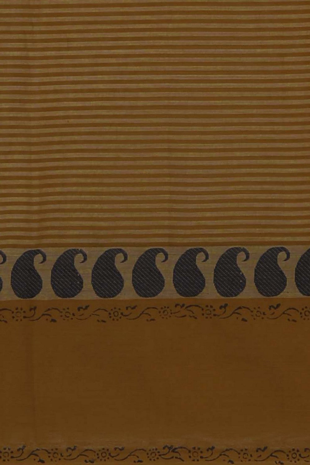 Image of Earthy Mustard block printed south cotton saree