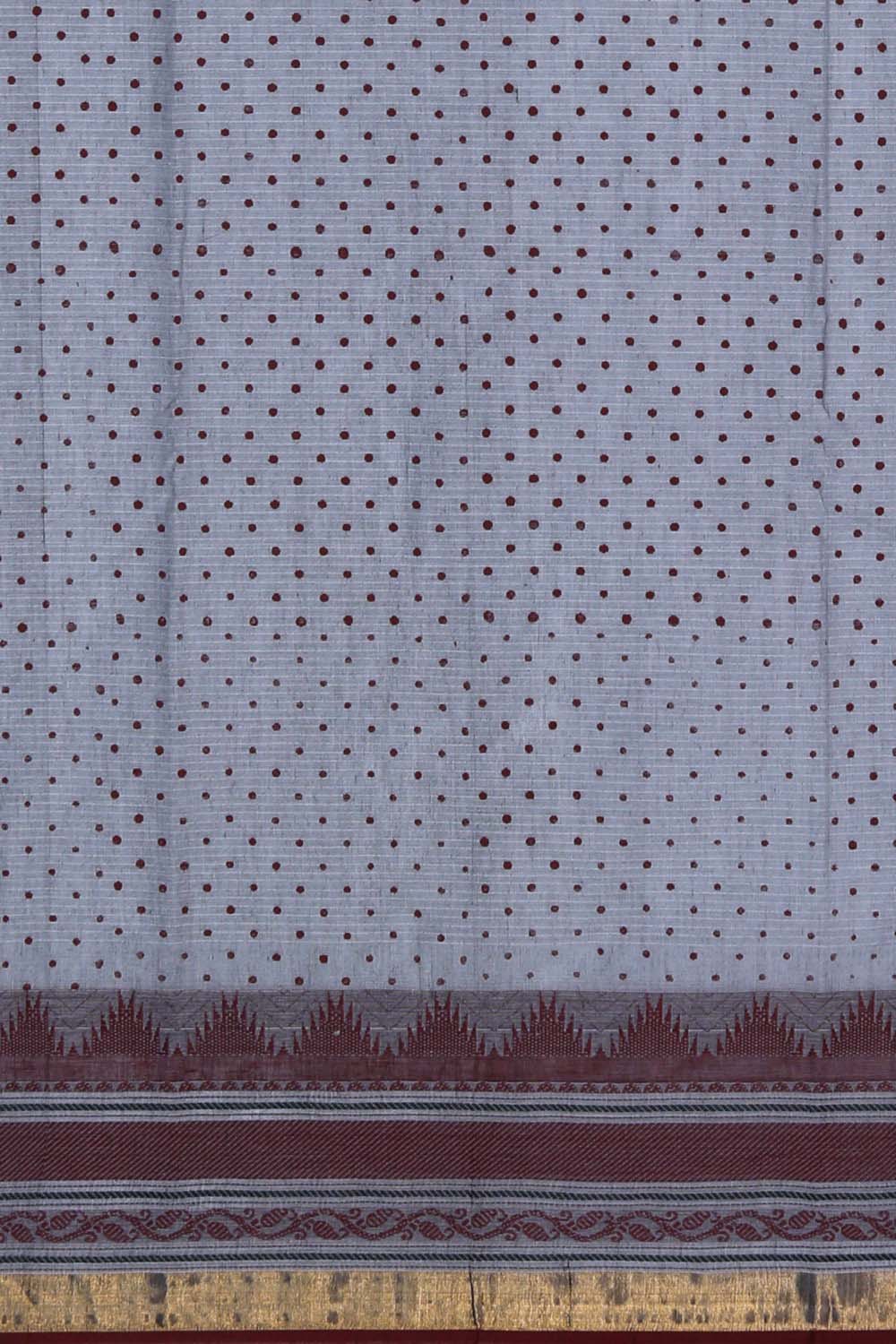 Image of Grey floral block printed south cotton saree