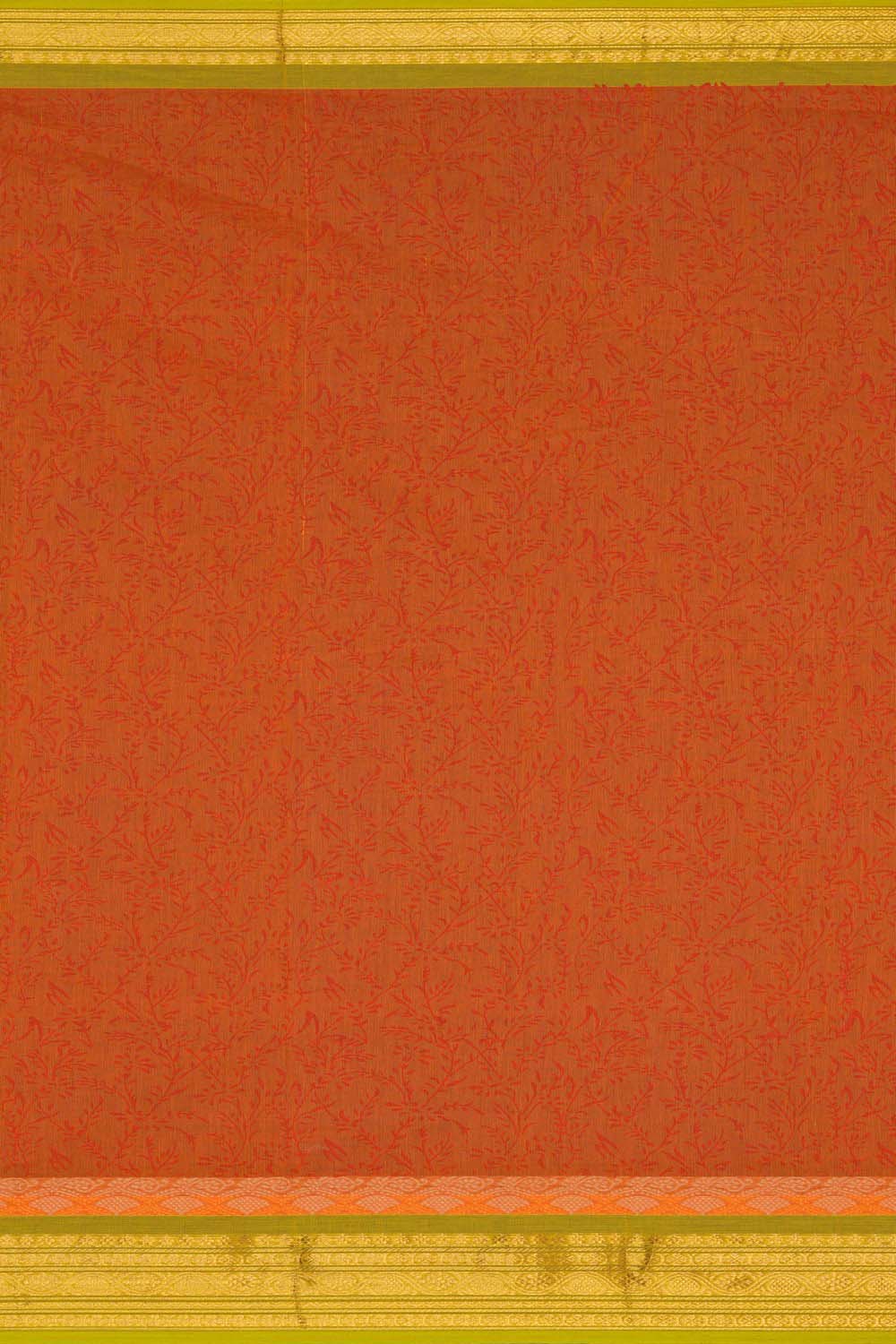 Image of Orange traditional block printed south cotton saree