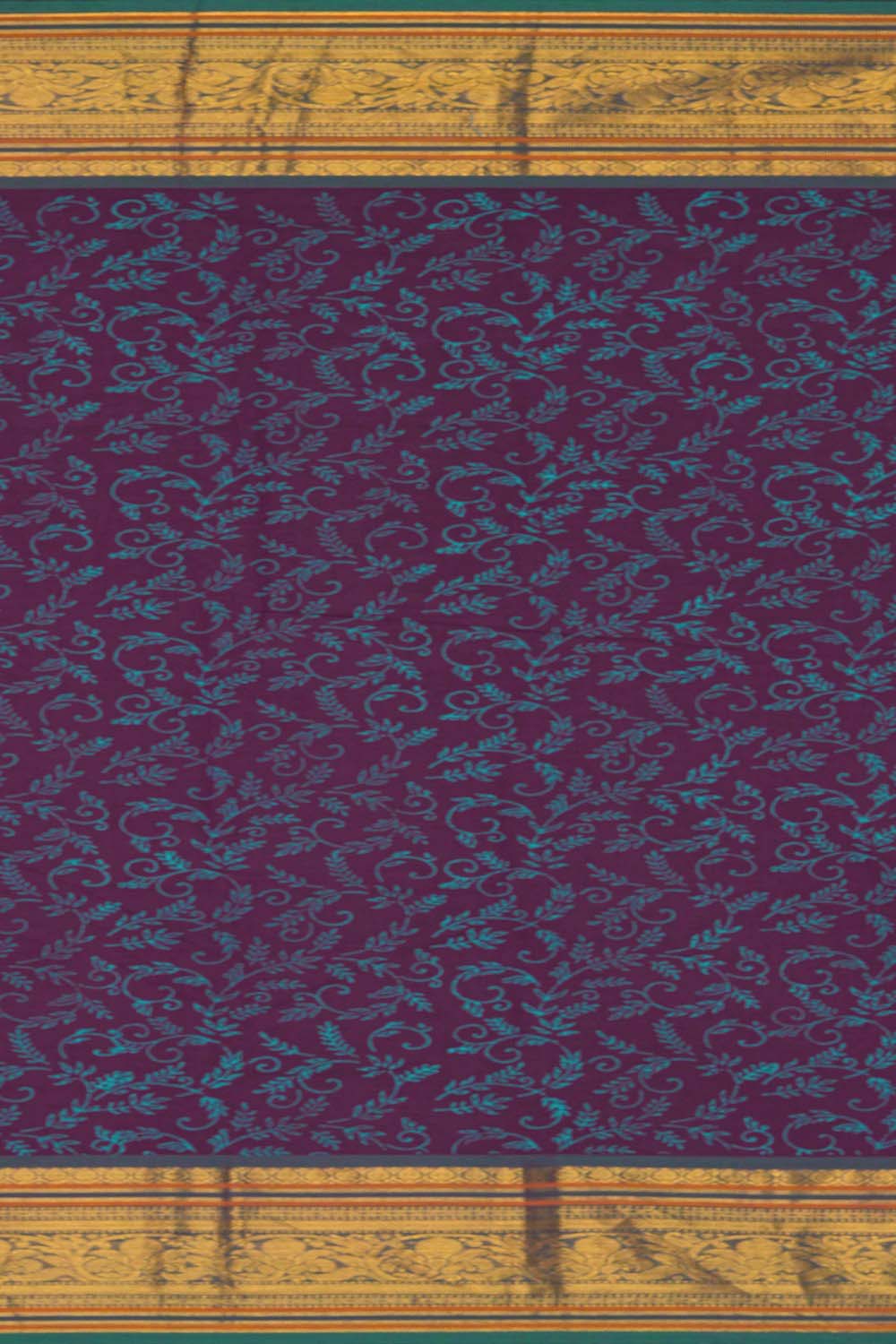 Image of Dark Purple traditional block printed south cotton saree