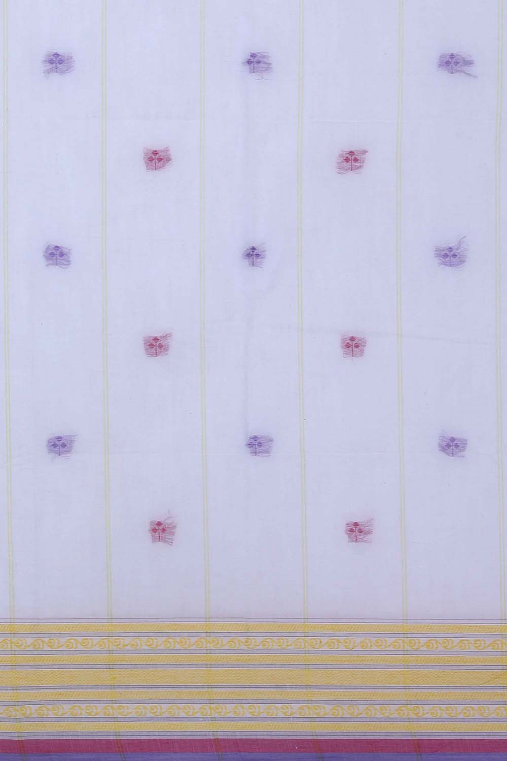 Image of Pinkish White Kamadhenu print south cotton saree