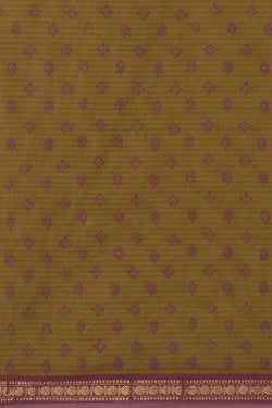 Image of Mustard floral hand block printed south cotton saree