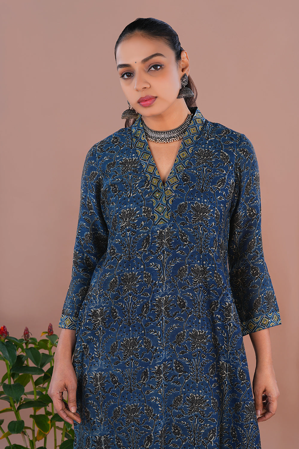 Indigo Blue Ajrakh Kurta and Dupatta set XXL / Blue Indigo Blue Ajrakh Kurta and Dupatta set XXL / Blue