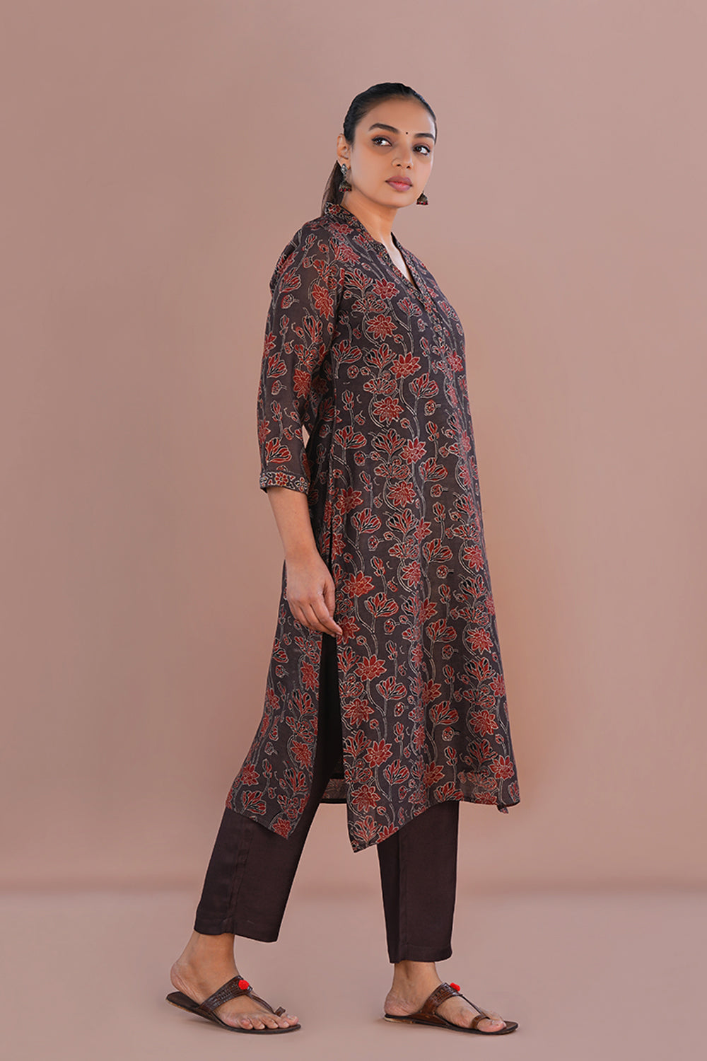 Image of Bronzish Brown Ajrak Kurta set