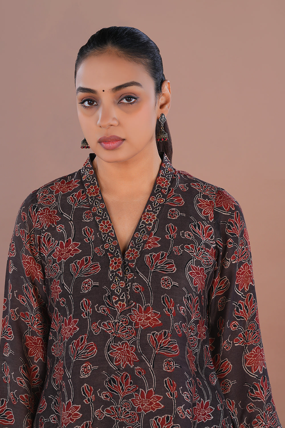 Image of Bronzish Brown Ajrak Kurta set