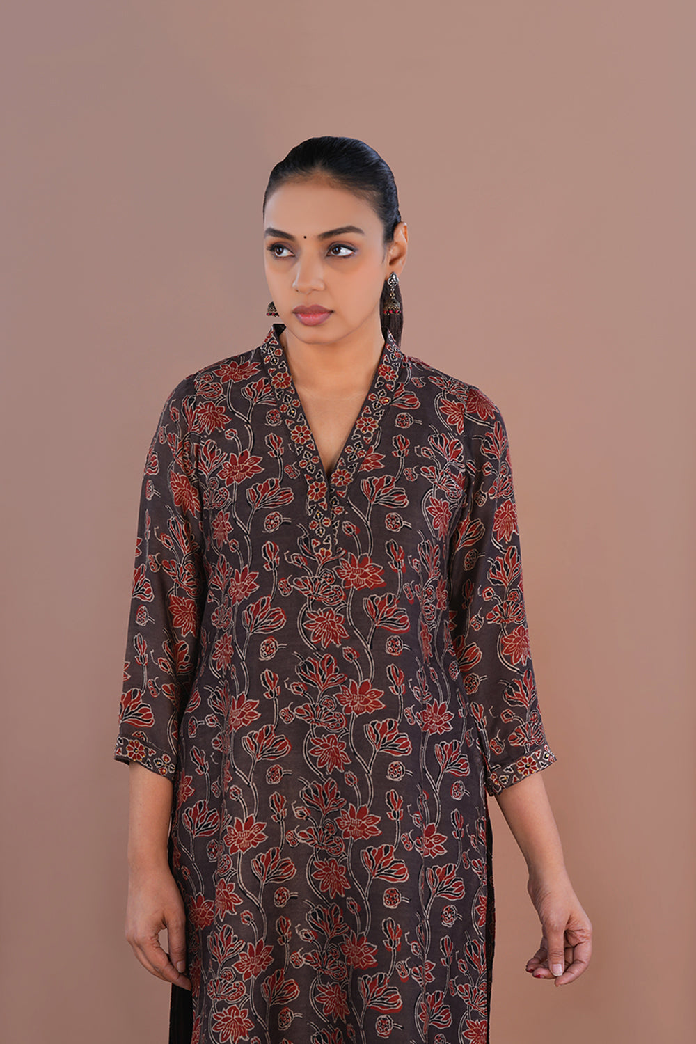 Image of Bronzish Brown Ajrak Kurta set