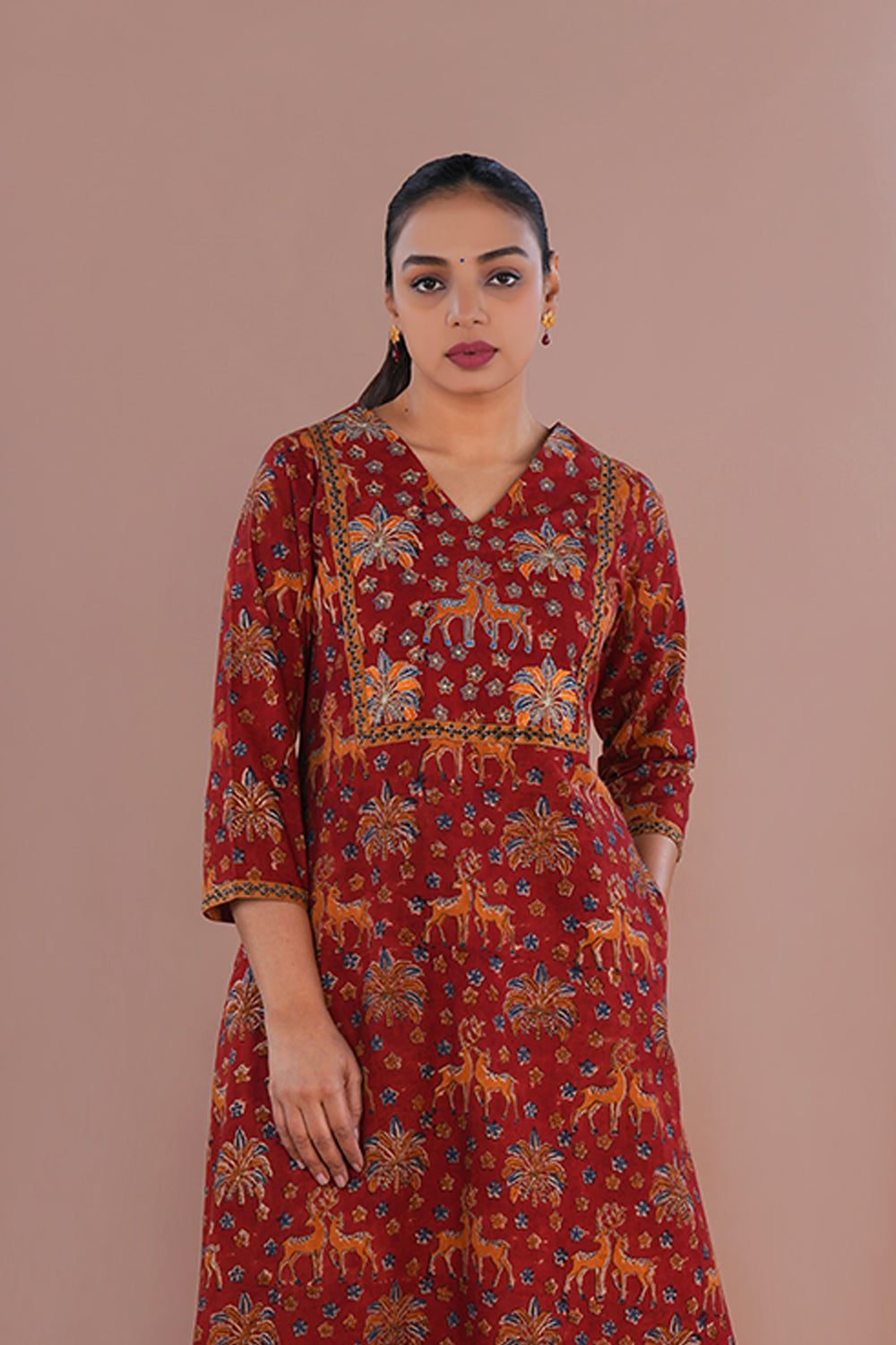 Image of Deep Maroon Kalamkari Kurti