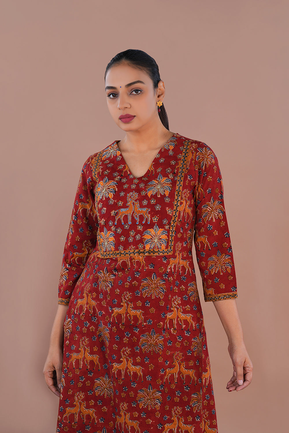 Image of Deep Maroon Kalamkari Kurti