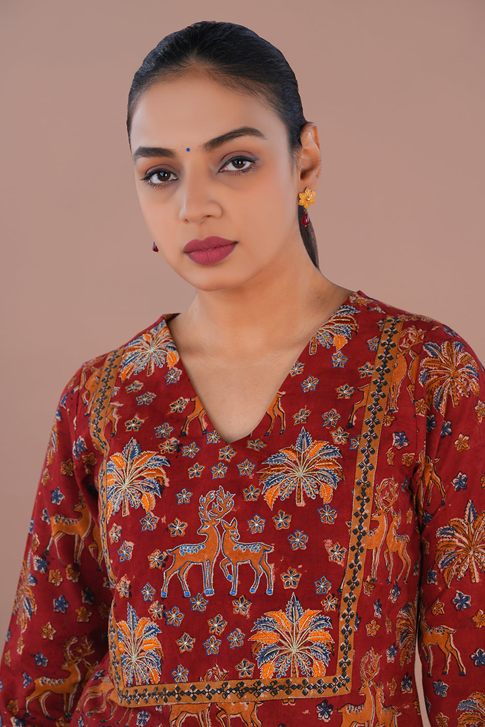 Image of Deep Maroon Kalamkari Kurti