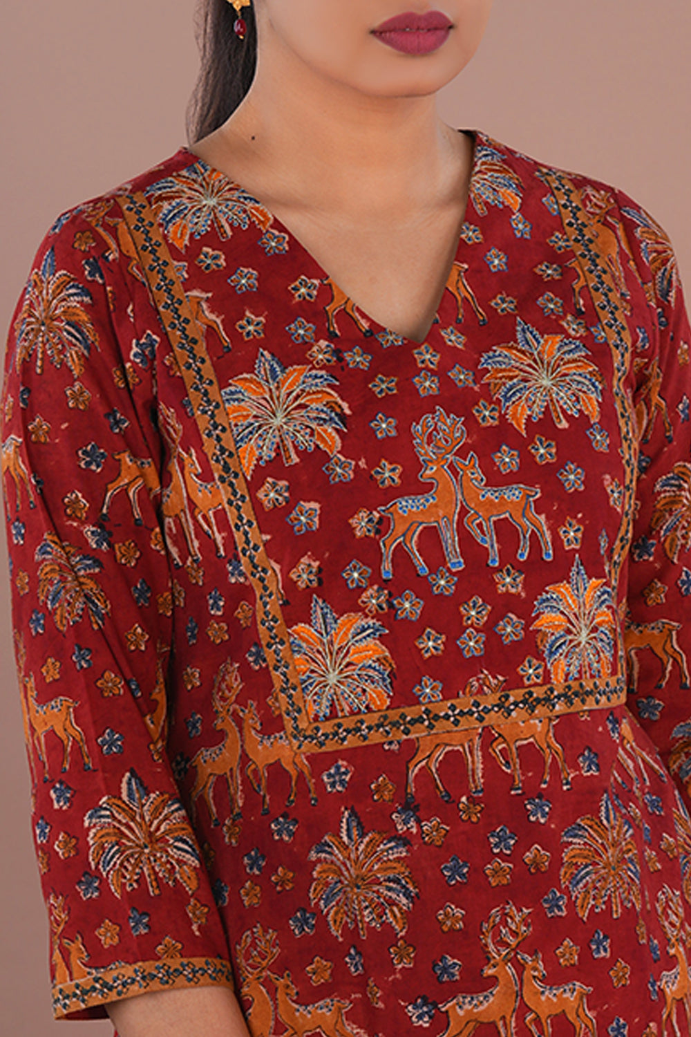Image of Deep Maroon Kalamkari Kurti