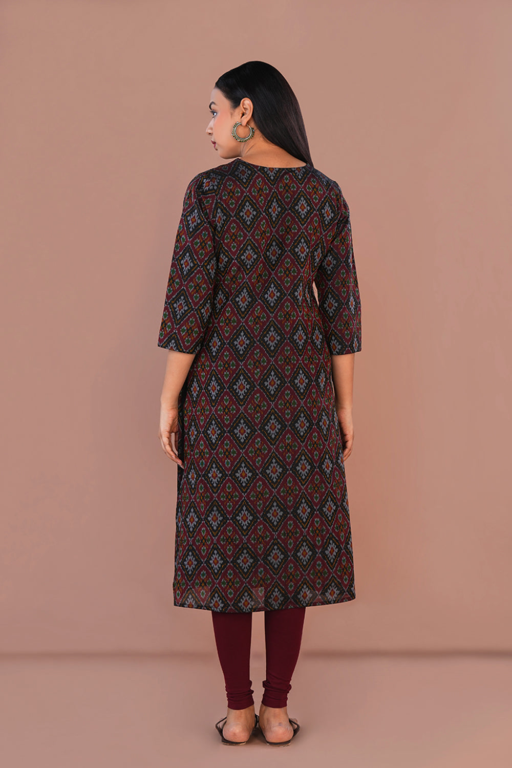 Image of Black Pochampally Silk Ikat Kurti