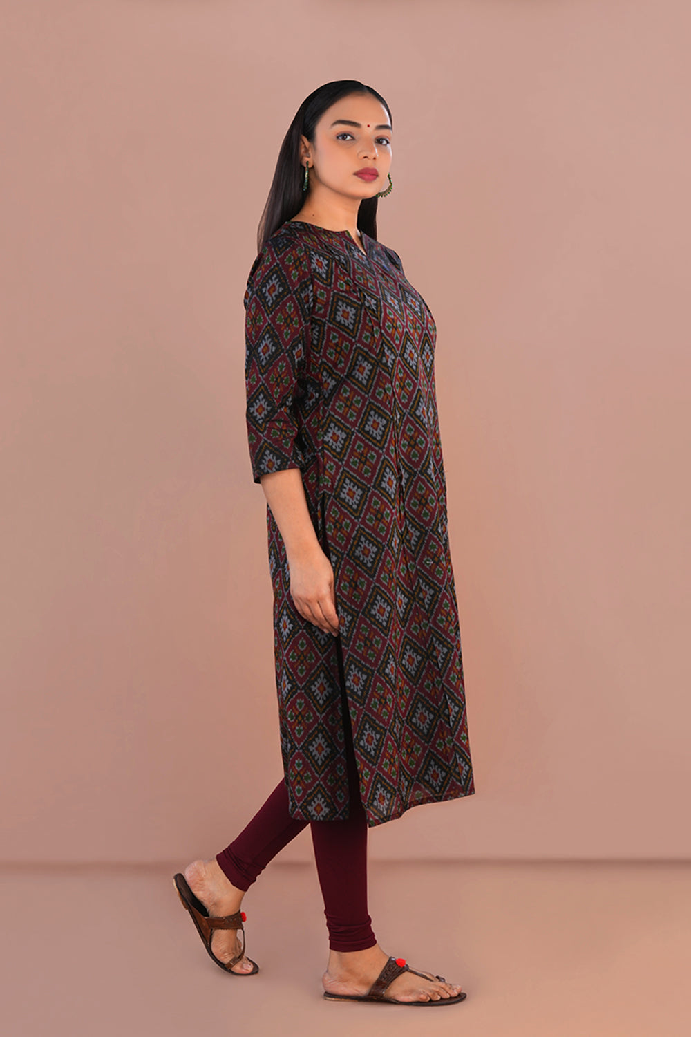 Image of Black Pochampally Silk Ikat Kurti