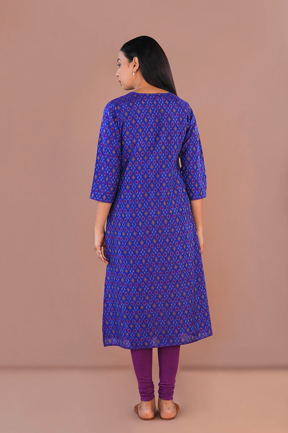 Image of Iris Blue Pochampally Silk Ikat Kurti