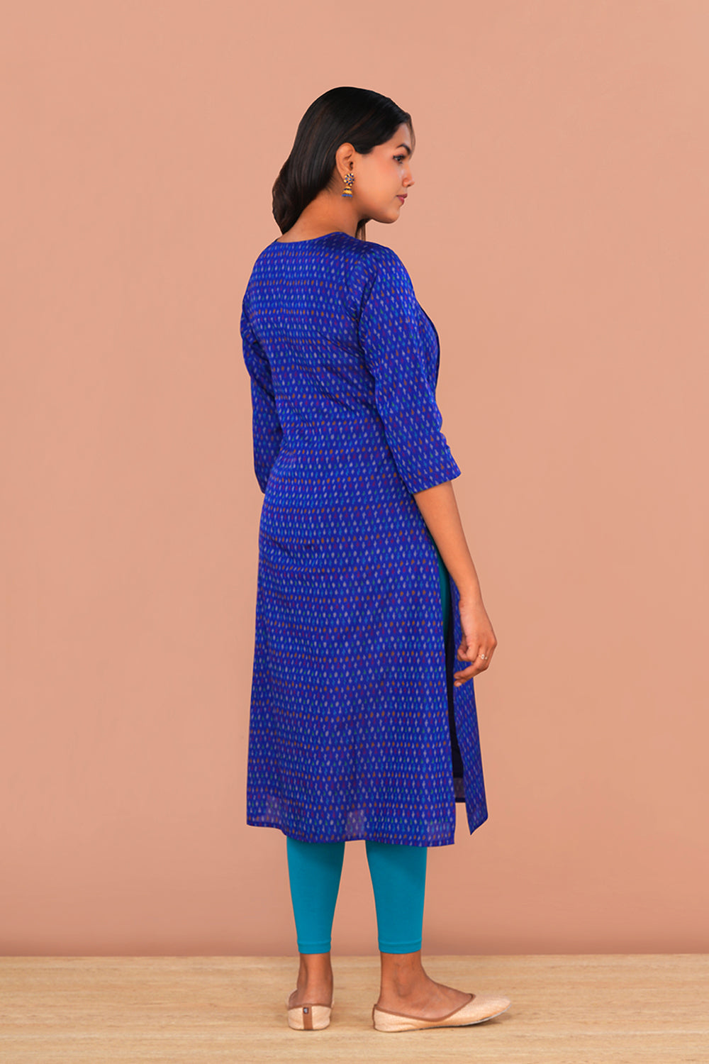 Image of Royal Blue with Pochampally Silk Ikat Kurti