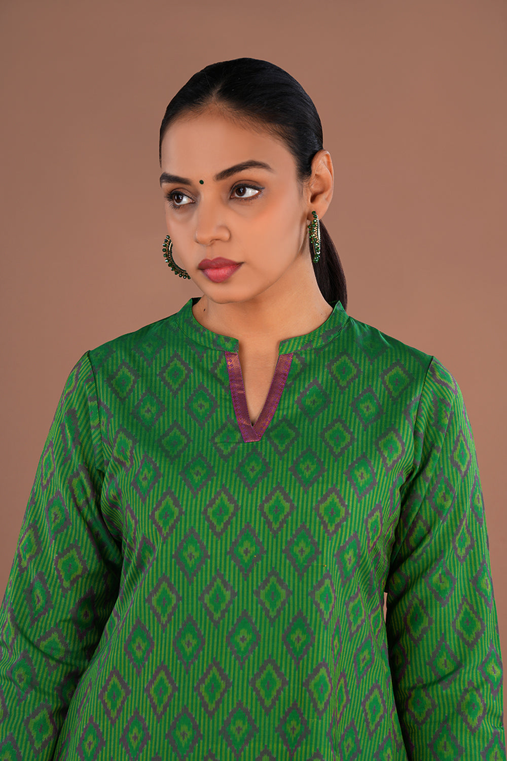 Emerald Green Pochampally Silk Ikat Kurti