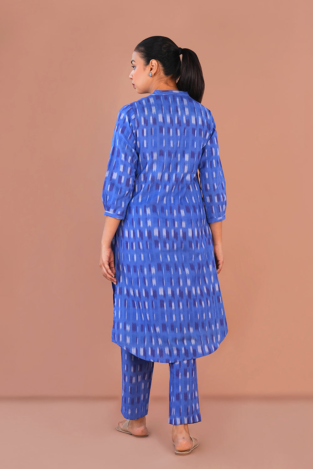 Image of Blue Pochampally Ikat Coord set