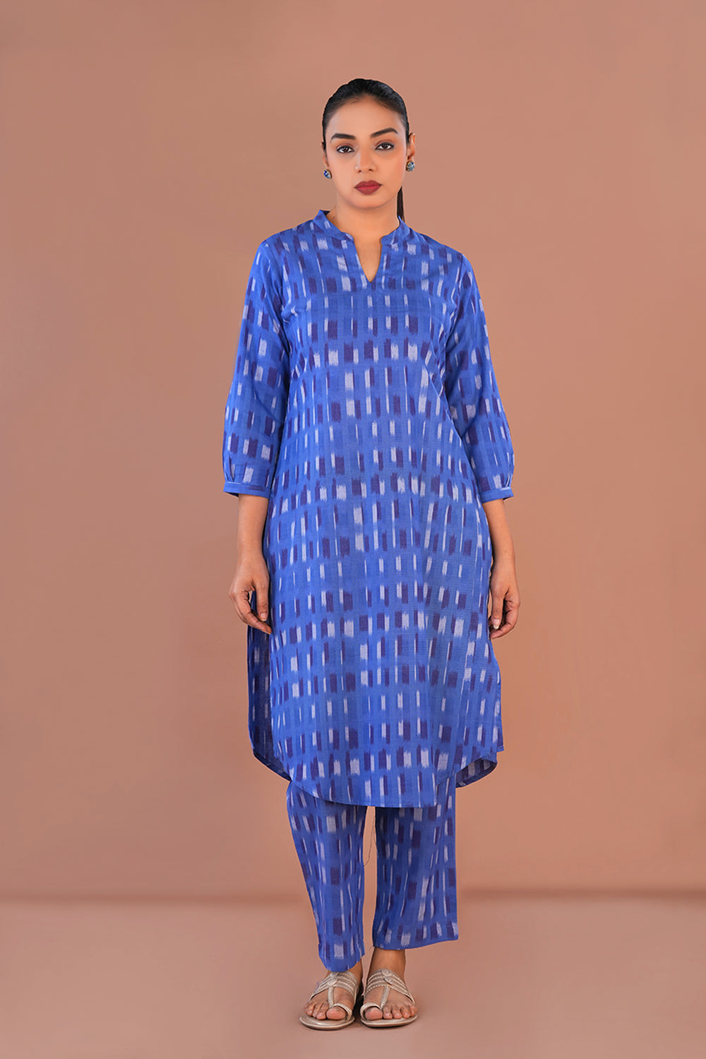 Image of Blue Pochampally Ikat Coord set