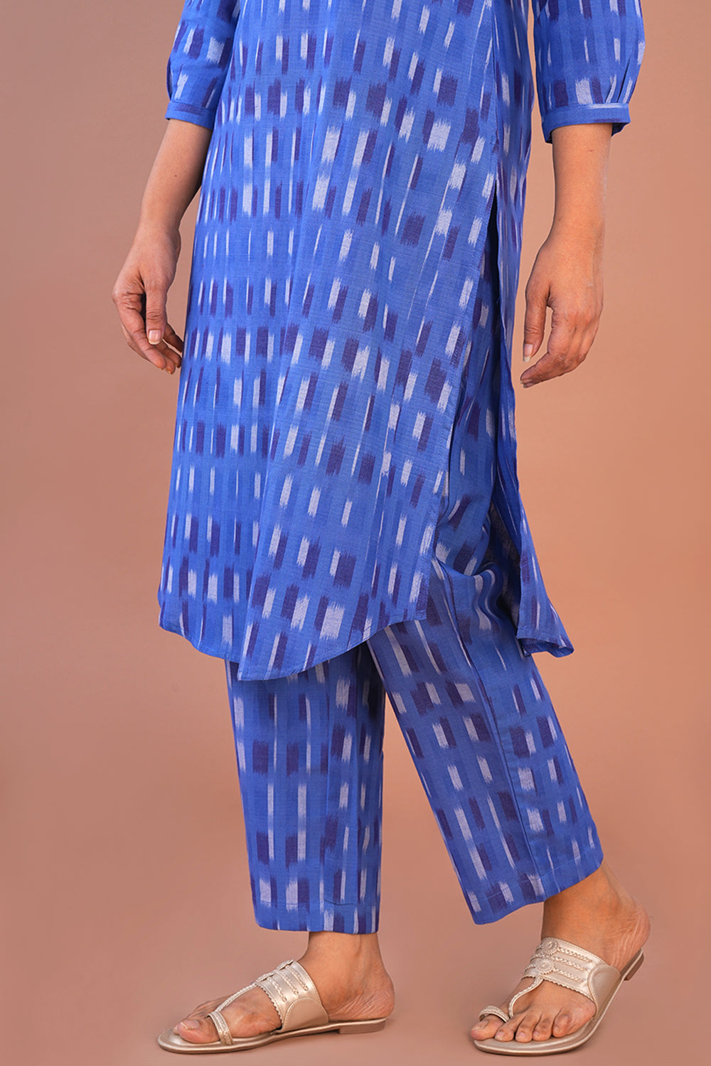 Image of Blue Pochampally Ikat Coord set