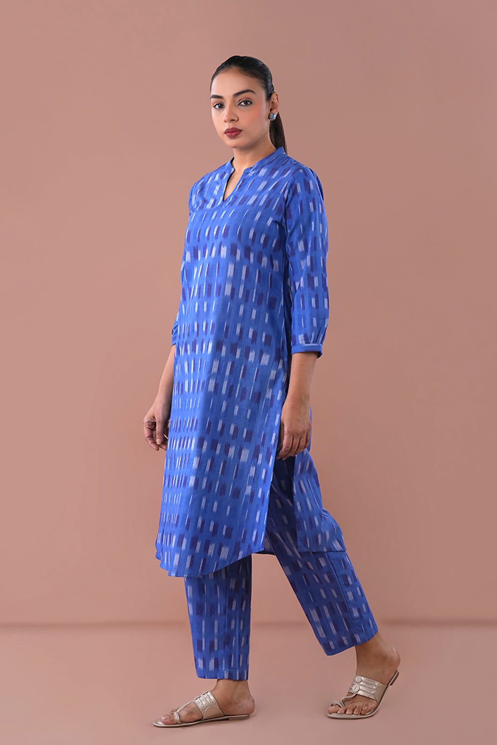Image of Blue Pochampally Ikat Coord set