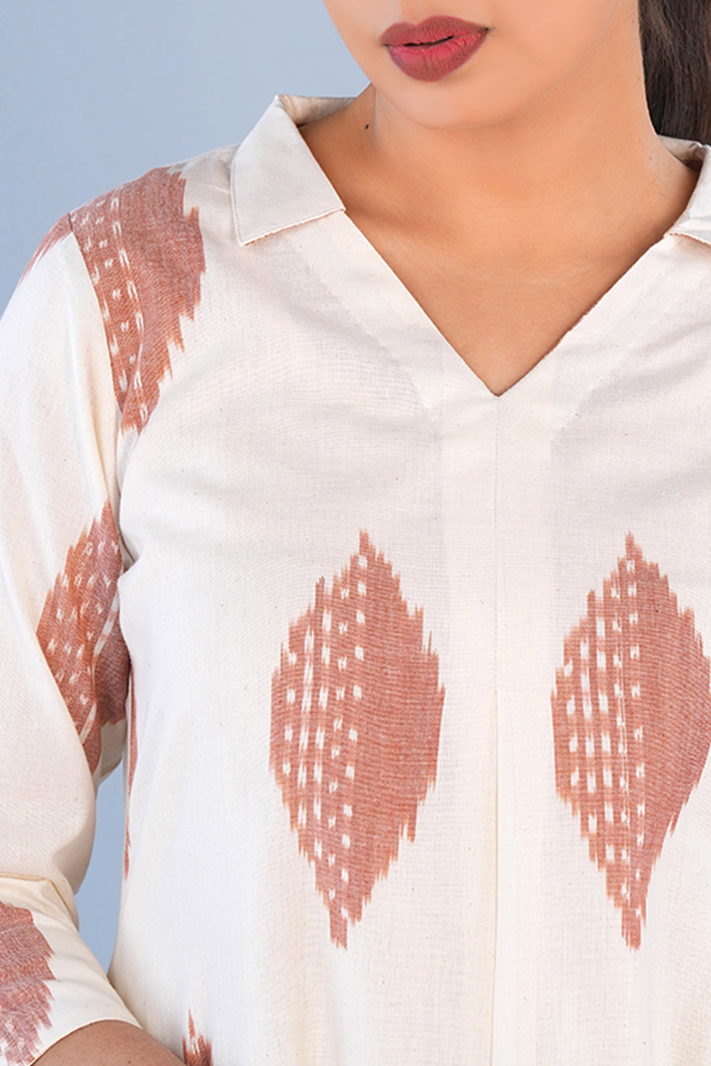 Image of Ivory Pochampally Ikat long kurta