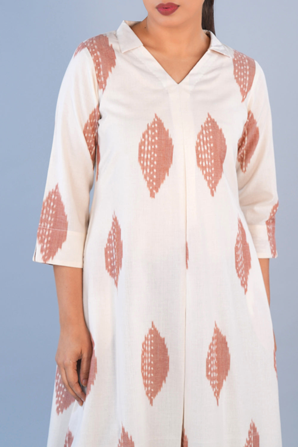 Image of Ivory Pochampally Ikat long kurta